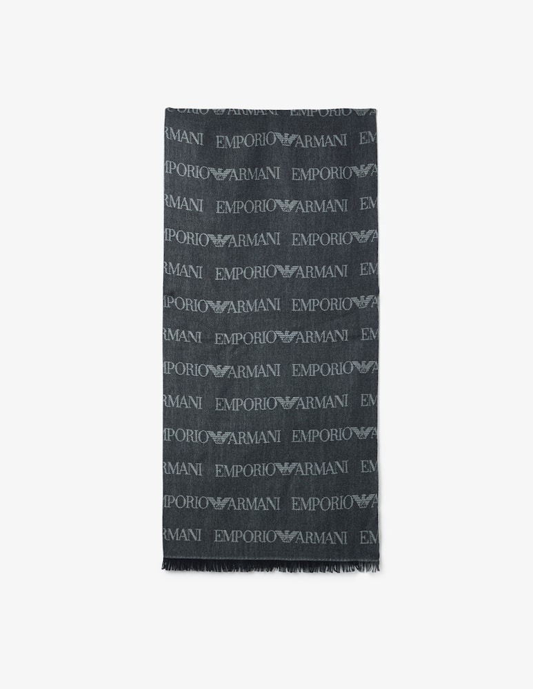rinascente Emporio Armani Logo wool scarf