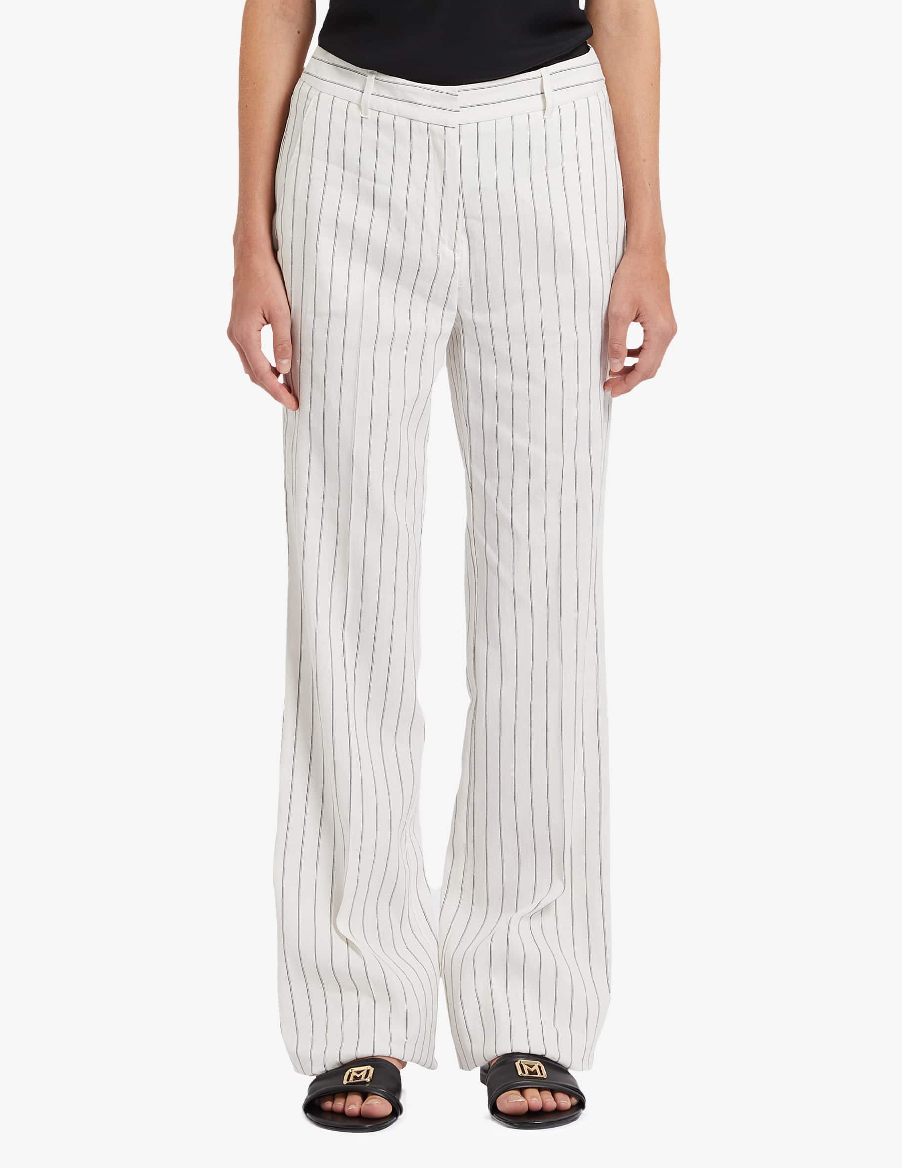 Marella Aramis Navy Long Pinstriped Trousers 23313624382 Col: 001