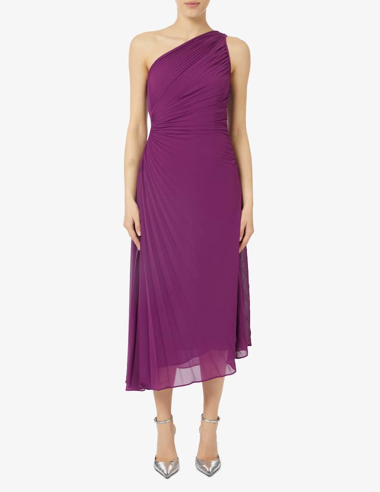 iBlues Long one-shoulder pleated dress in Cardboard - picture 1 iBlues Long one-shoulder pleated dress in Cardboard - picture 1