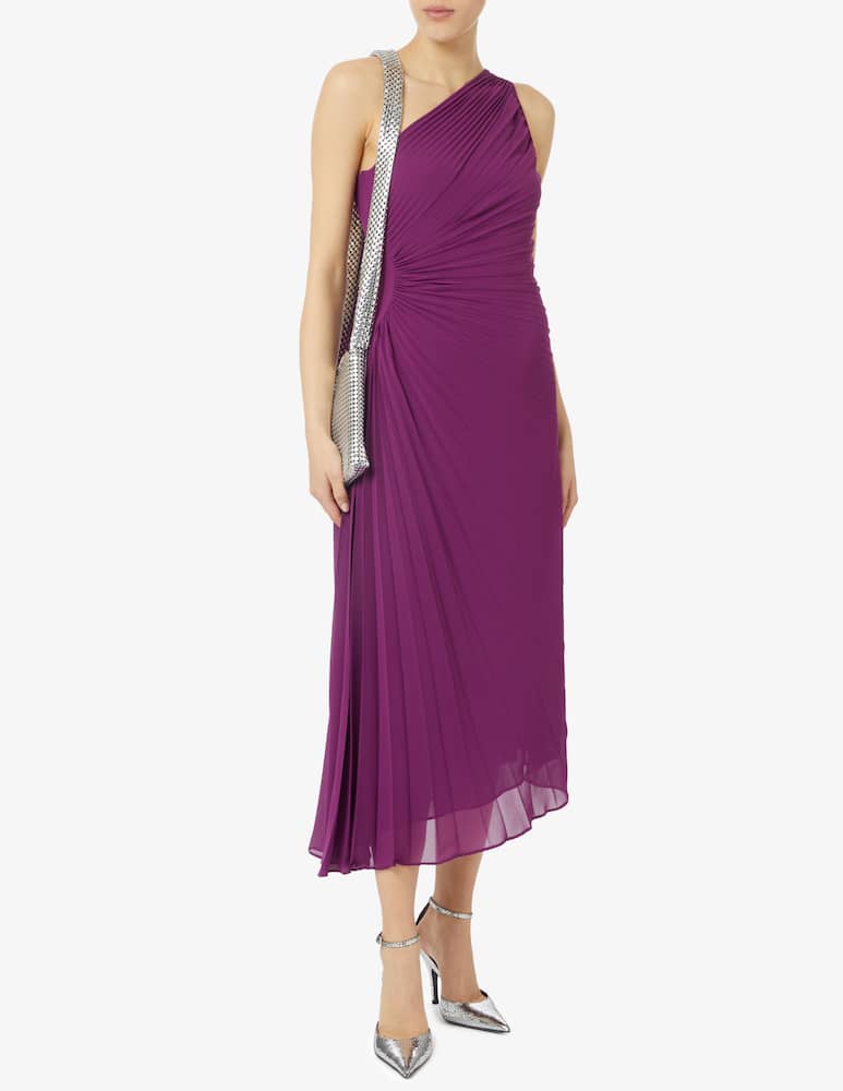 iBlues Long one-shoulder pleated dress in Cardboard - picture 2 iBlues Long one-shoulder pleated dress in Cardboard - picture 2