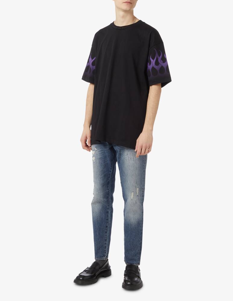 rinascente Vision of Super Black t-shirt with purple flames - Black