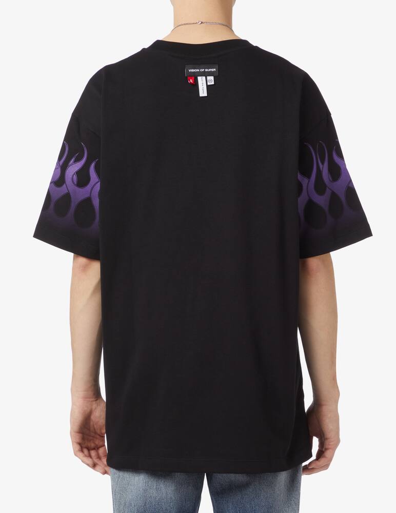 rinascente Vision of Super Black t-shirt with purple flames - Black