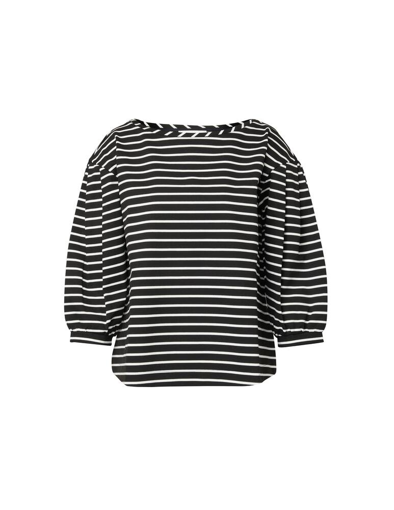 rinascente iBlues Kenya striped cotton blouse with puff sleeves - black