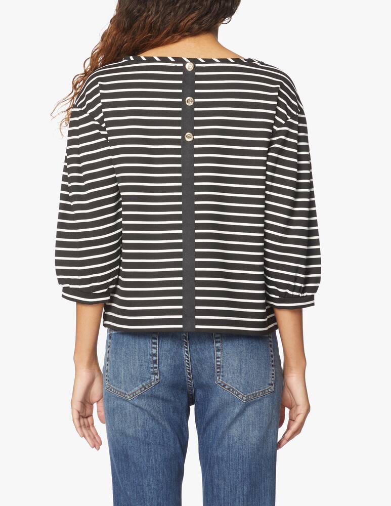 rinascente iBlues Kenya striped cotton blouse with puff sleeves - black