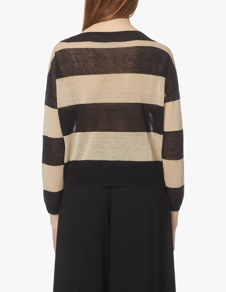 rinascente iBlues Bussola linen blend long sleeves top - black