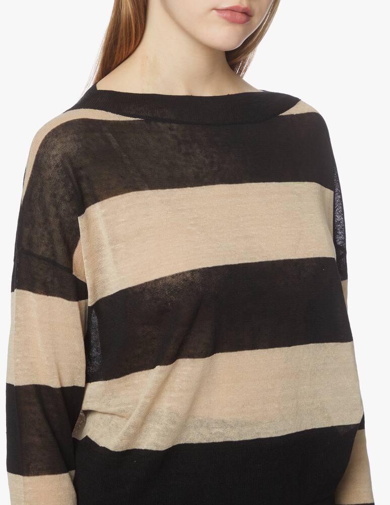 rinascente iBlues Bussola linen blend long sleeves top - black