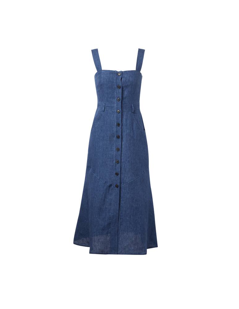 Marella Vestito di lino con bottoni Nizza - blu - immagine 5 Marella Vestito di lino con bottoni Nizza - blu - immagine 5