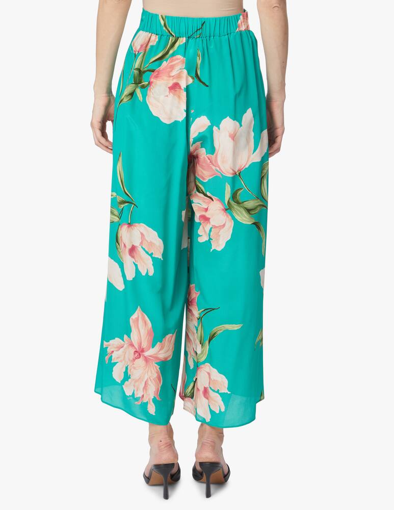 rinascente Marella Gradi silk cropped trousers with floral print - green