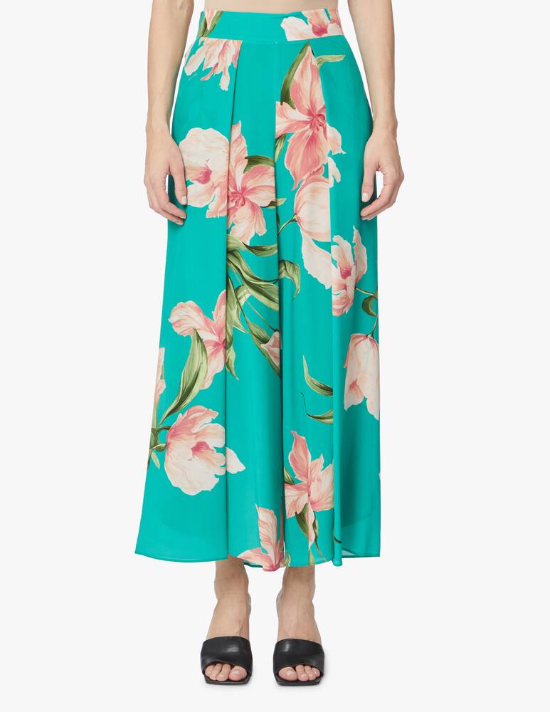 rinascente Marella Gradi silk cropped trousers with floral print - green