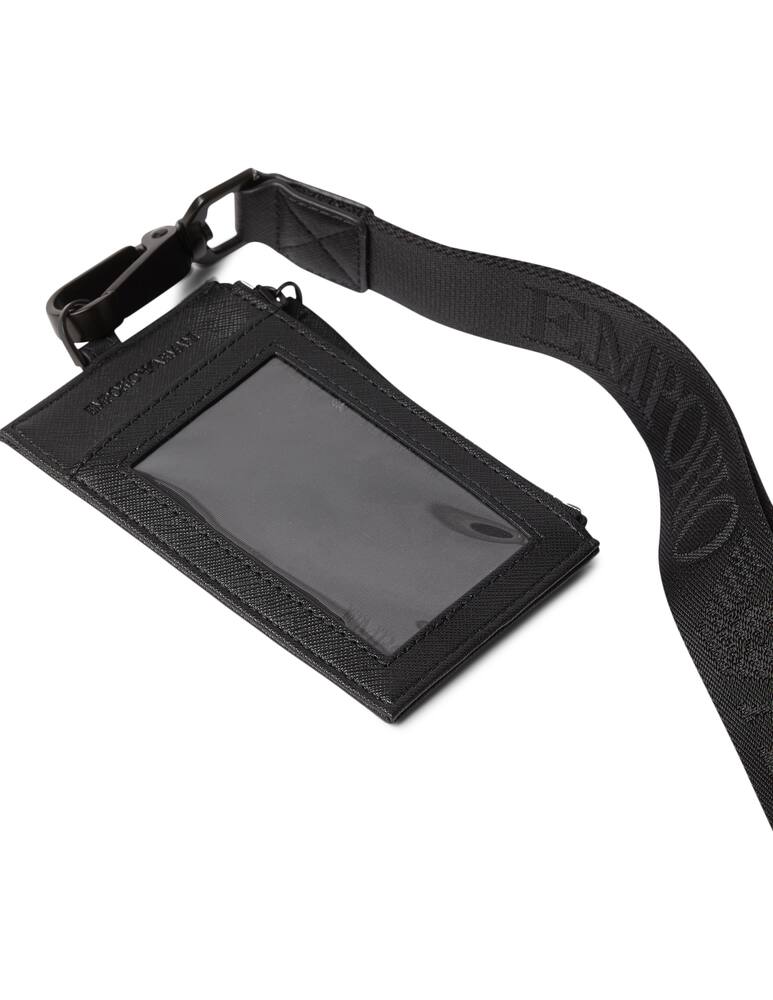 rinascente Emporio Armani Regenerated saffiano zip badge holder