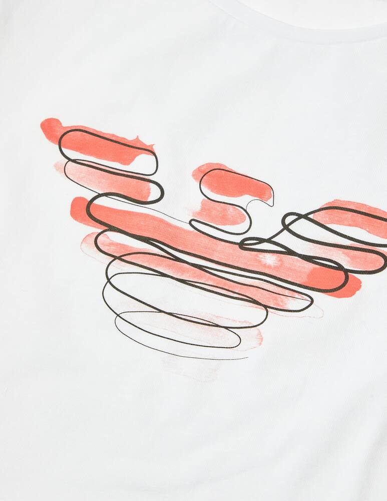 rinascente Emporio Armani Maglietta con logo su fondo acquarello