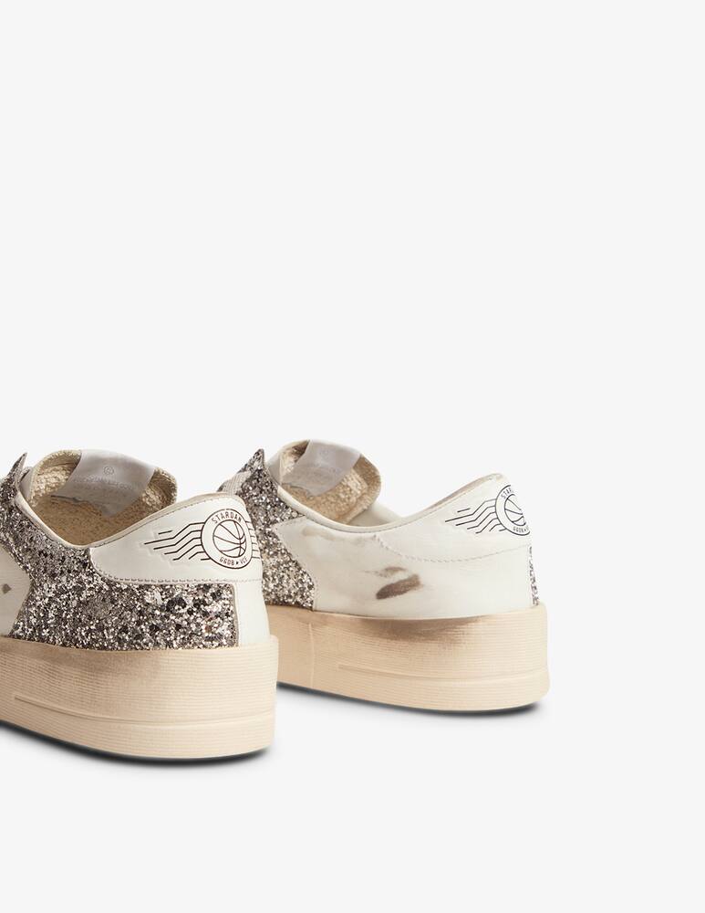 rinascente Golden Goose Stardan leather and glitter upper glitter star leather heel sneakers