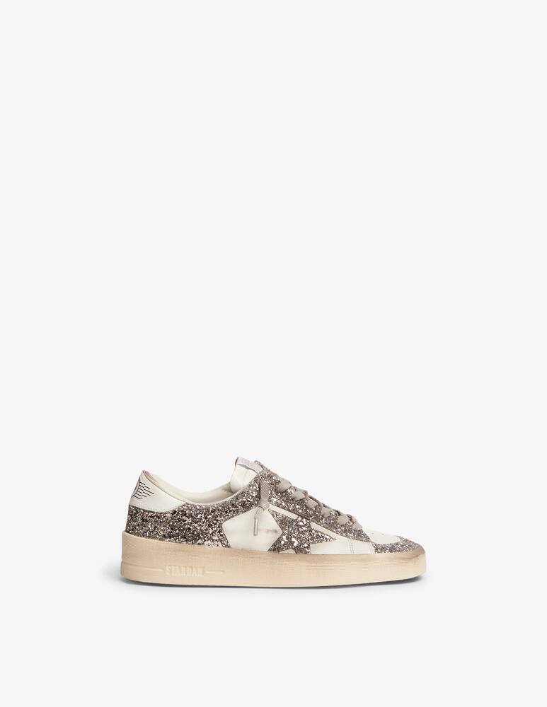 rinascente Golden Goose Stardan leather and glitter upper glitter star leather heel sneakers