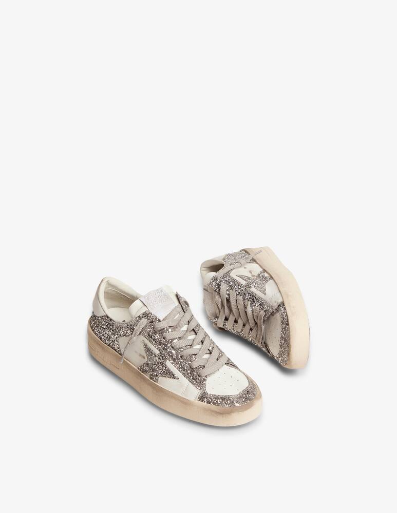 rinascente Golden Goose Stardan leather and glitter upper glitter star leather heel sneakers