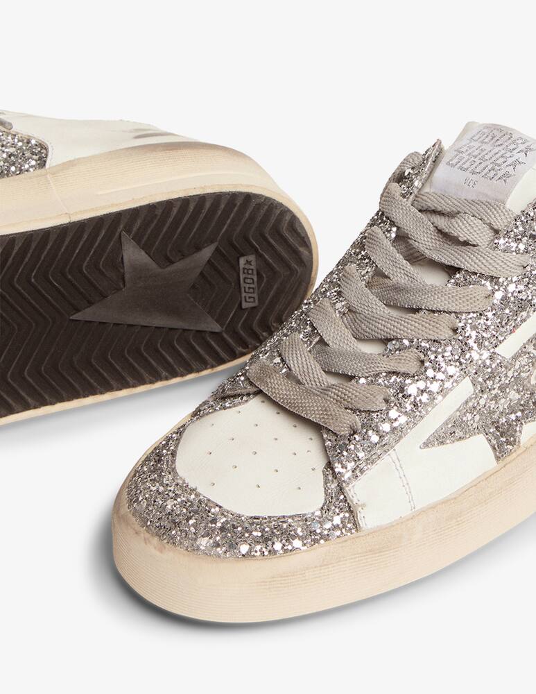 rinascente Golden Goose Stardan leather and glitter upper glitter star leather heel sneakers