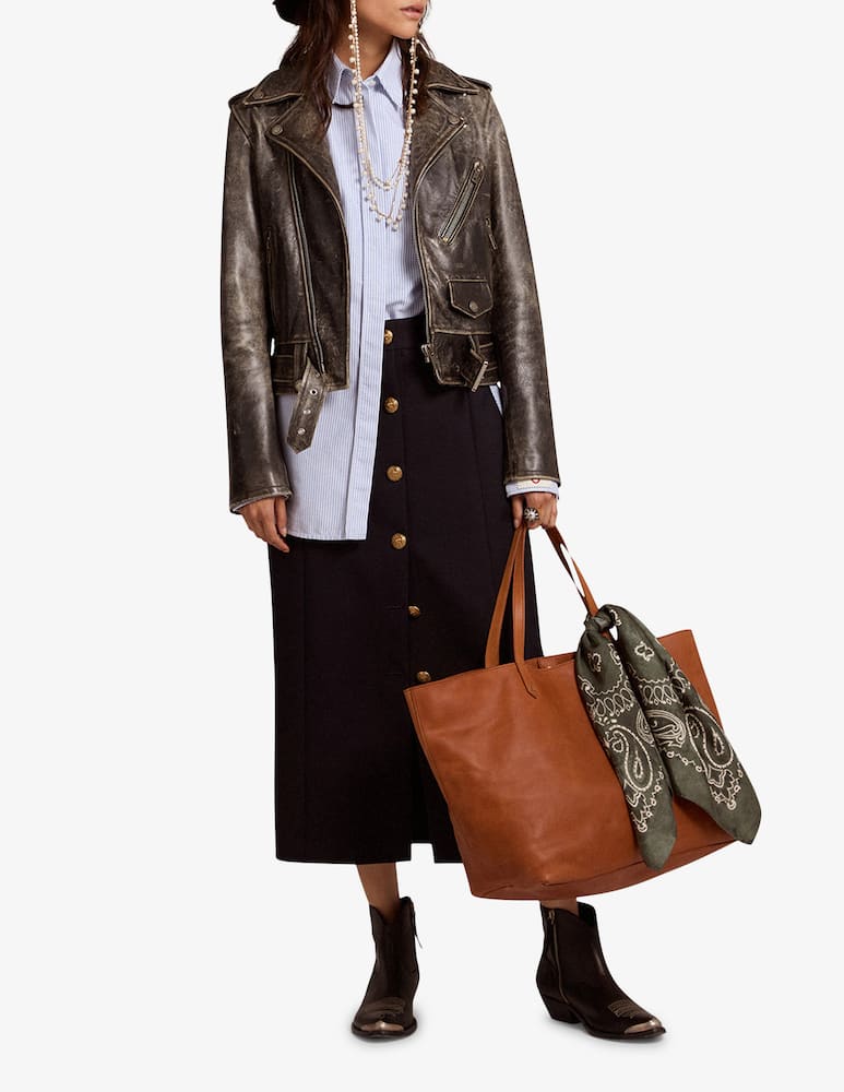 rinascente Golden Goose Golden distressed biker leather jacket