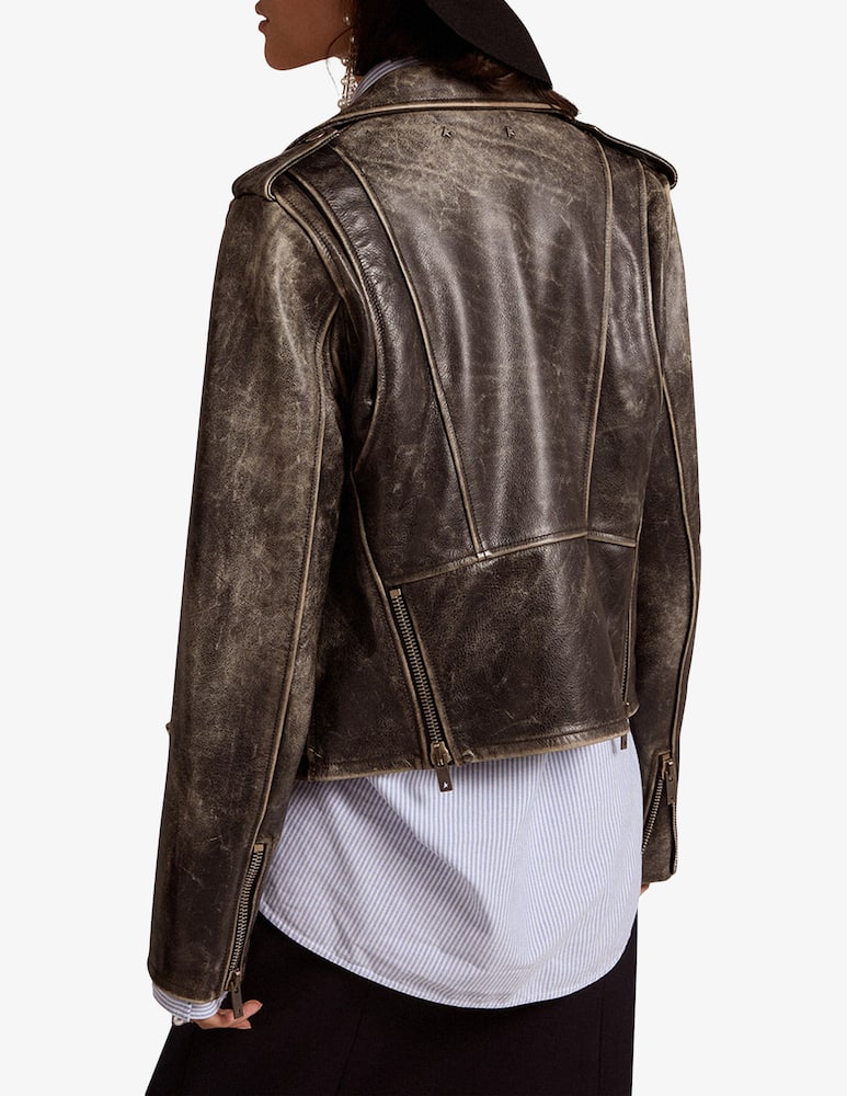 Golden Goose Giacca in pelle biker distressed - immagine 3
