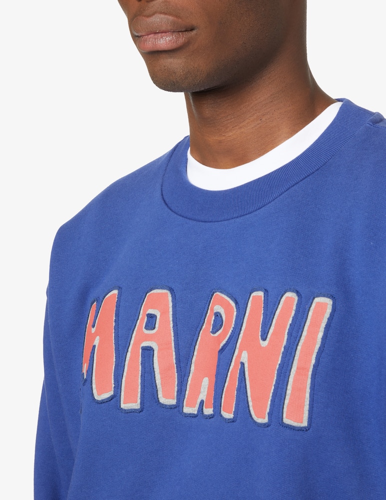 rinascente Marni Logo cutout roundneck sweatshirt - Blue