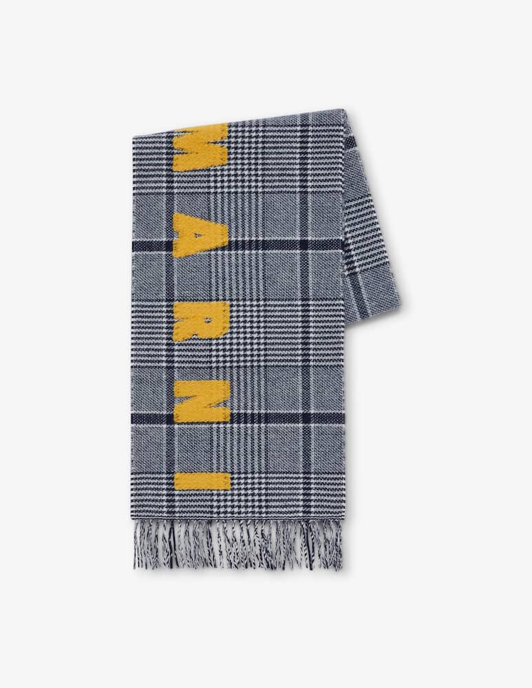 Marni Wool scarf with checked pattern and logo - picture 1 Marni Wool scarf with checked pattern and logo - picture 1