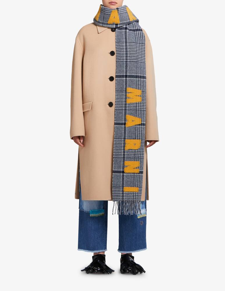 rinascente Marni Wool scarf with checked pattern and logo
