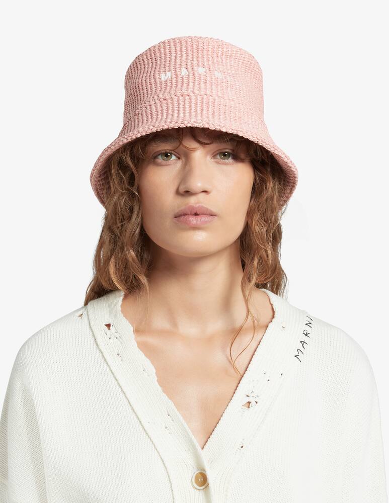 rinascente Marni Raffia effect bucket hat with embroidered logo