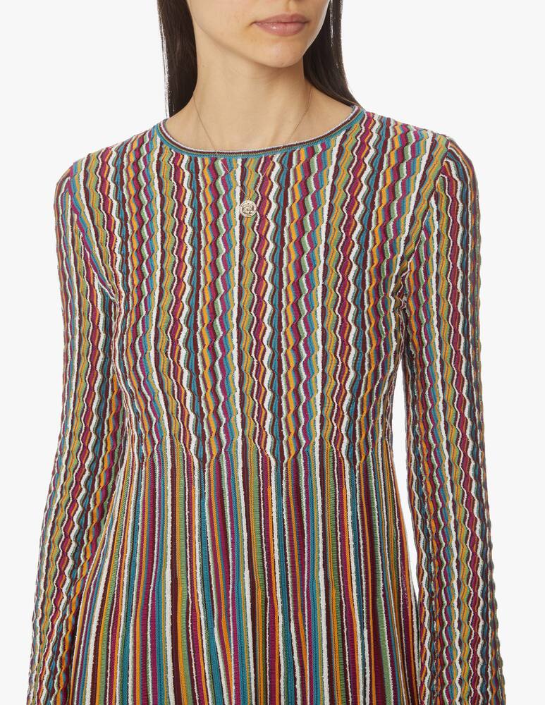 rinascente M Missoni Long sleeved striped mini dress