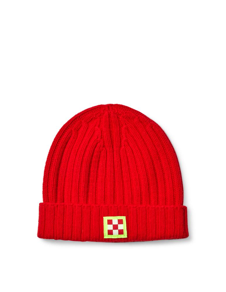 rinascente MC2 Saint Barth Berretto misto cashmere rosso con applicazione check