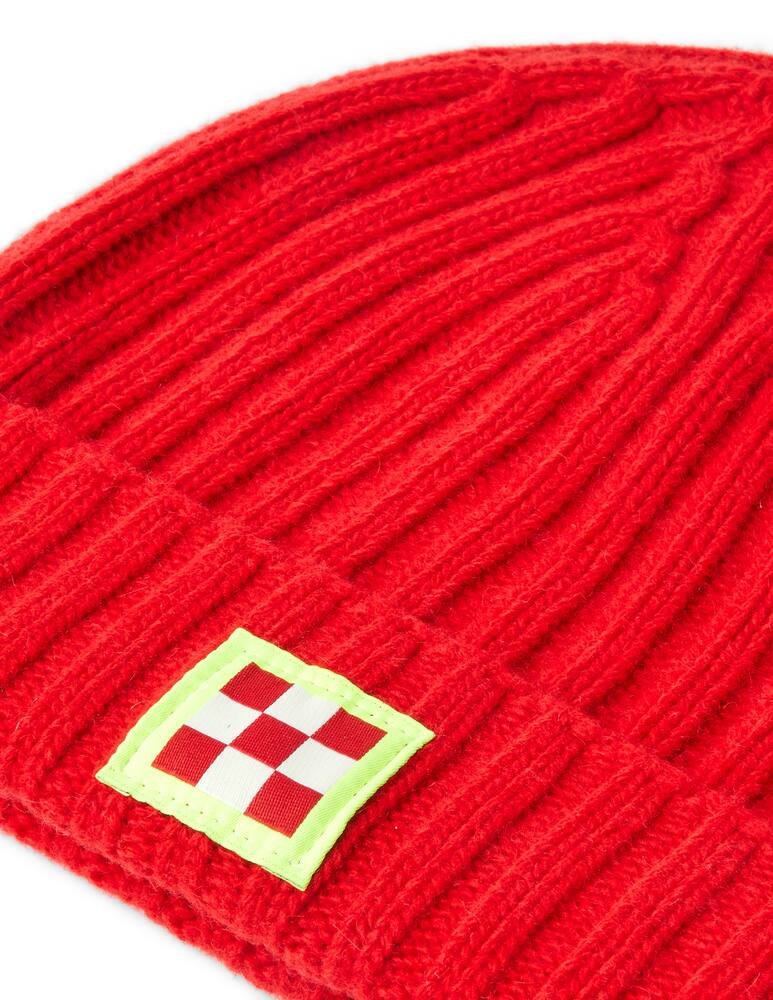 rinascente MC2 Saint Barth Berretto misto cashmere rosso con applicazione check