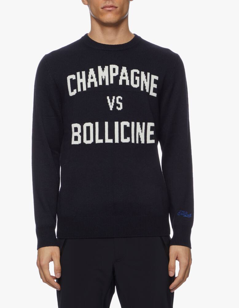 rinascente MC2 Saint Barth Maglione blu navy stampa "champagne vs bollicine"