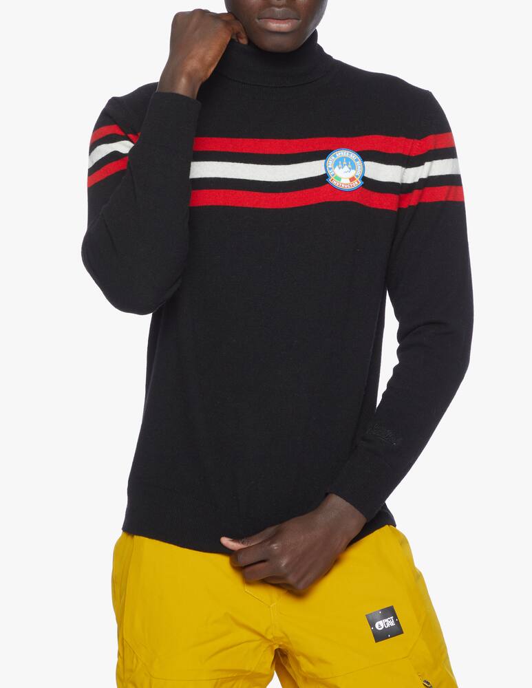 rinascente MC2 Saint Barth Black cashmere blend turtleneck with patches