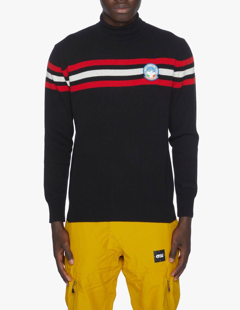 rinascente MC2 Saint Barth Black cashmere blend turtleneck with patches