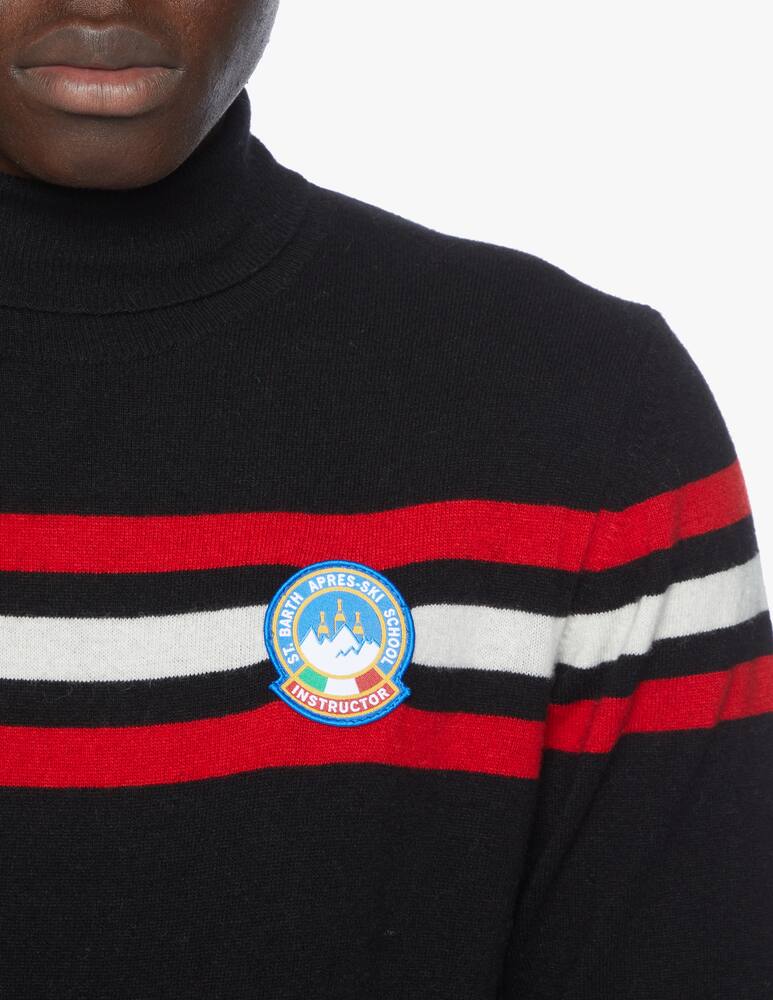 rinascente MC2 Saint Barth Black cashmere blend turtleneck with patches
