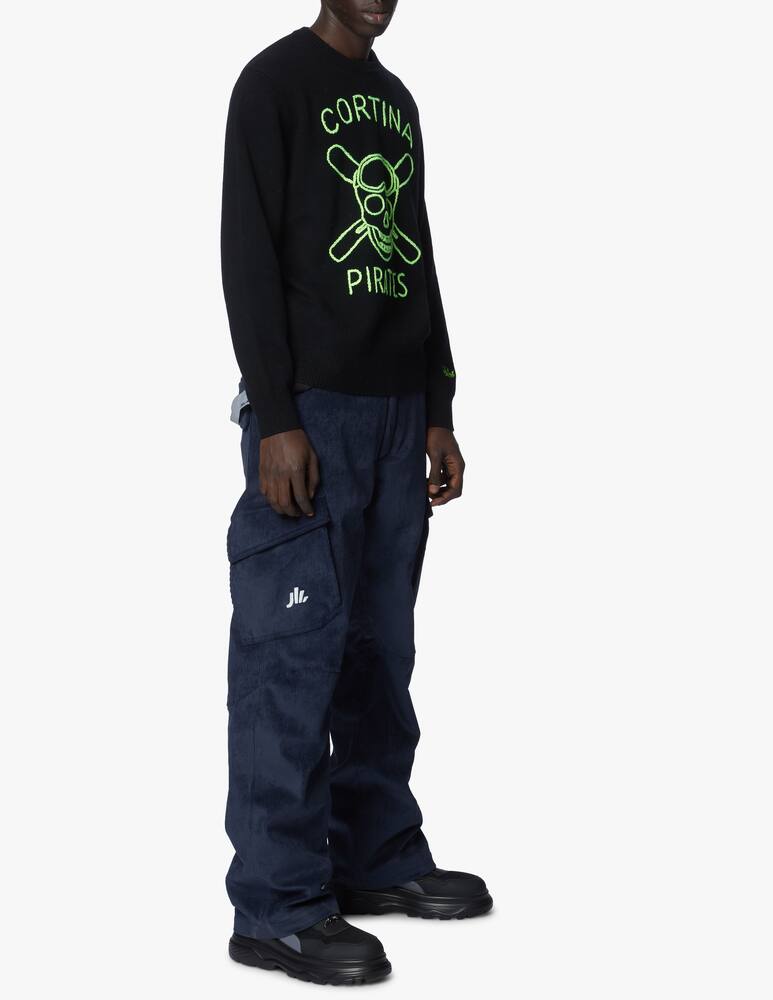 rinascente MC2 Saint Barth Maglione nero ricamo giallo fluo "cortina pirates"