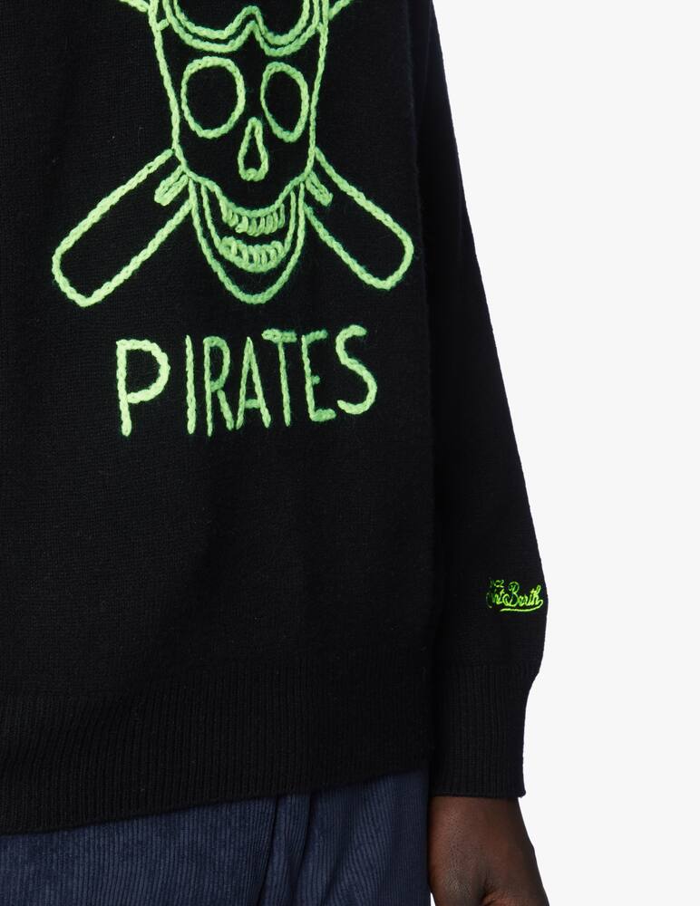 rinascente MC2 Saint Barth Maglione nero ricamo giallo fluo "cortina pirates"