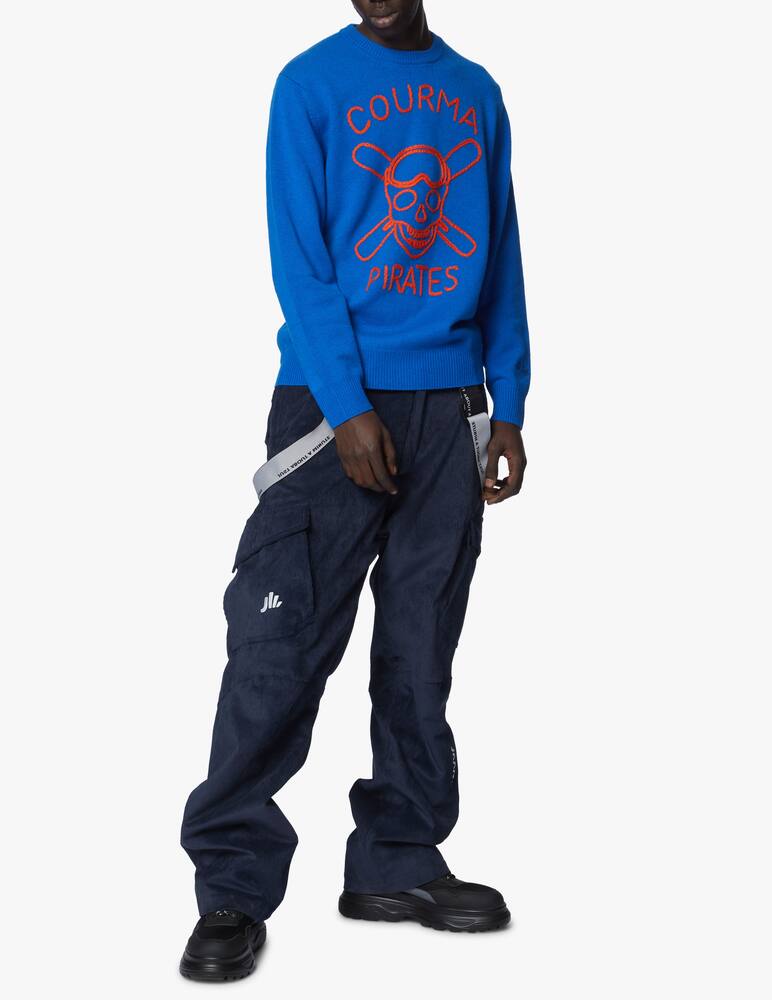 rinascente MC2 Saint Barth Blue sweater with orange fluo embroidery "cortina pirates"