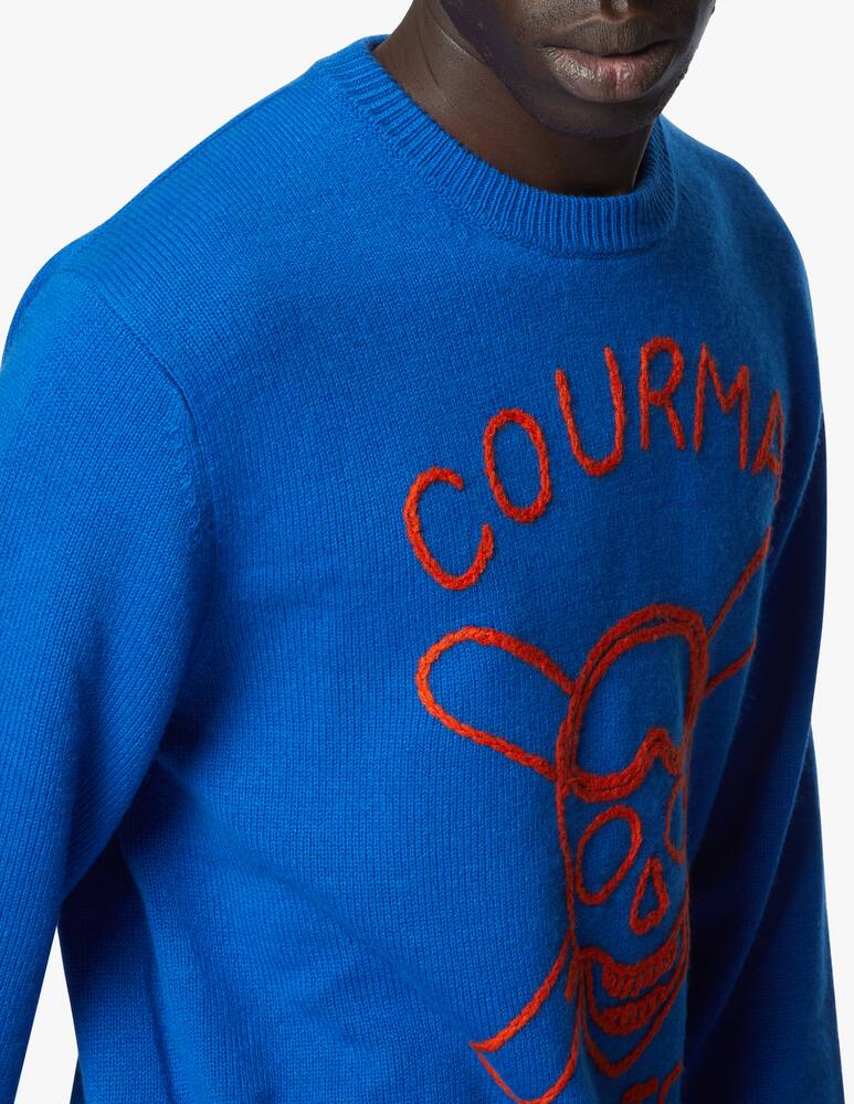 rinascente MC2 Saint Barth Blue sweater with orange fluo embroidery "cortina pirates"