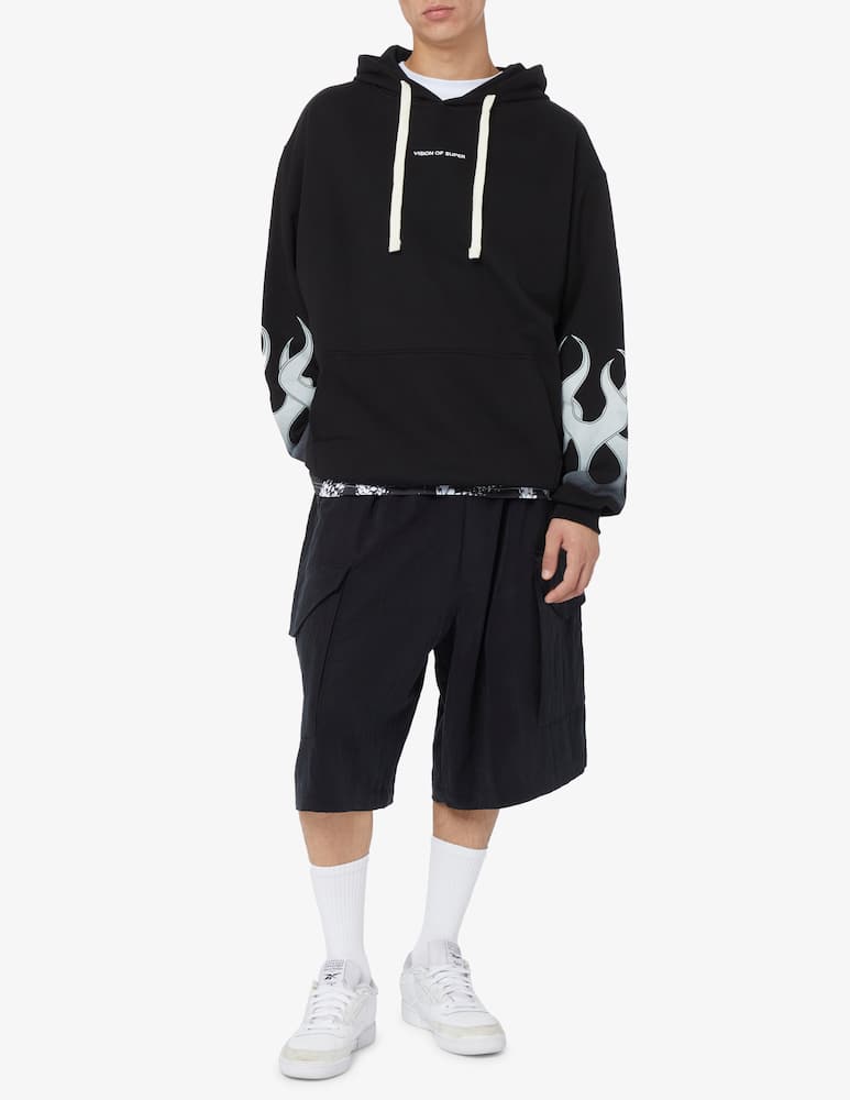 rinascente Vision of Super Felpa con cappuccio fiamma tribale