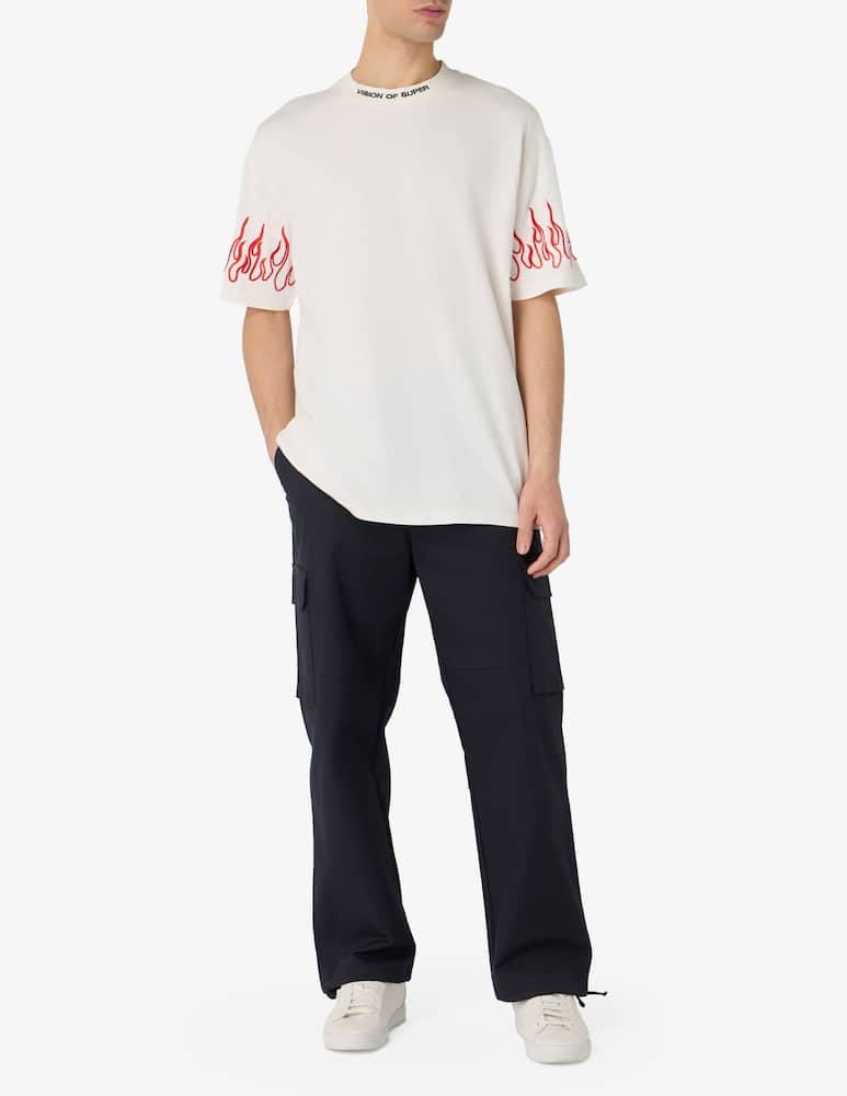 rinascente Vision of Super T-shirt con fiamme ricamate