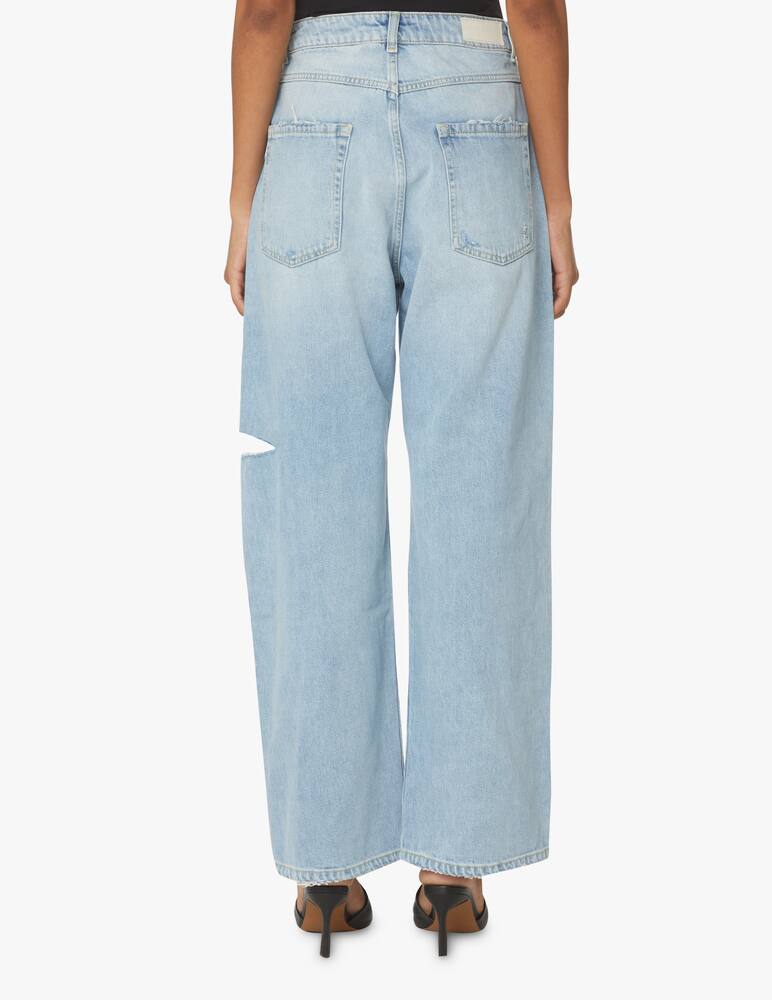 rinascente Icon Denim Poppy high rise wide leg jeans with tears - blue
