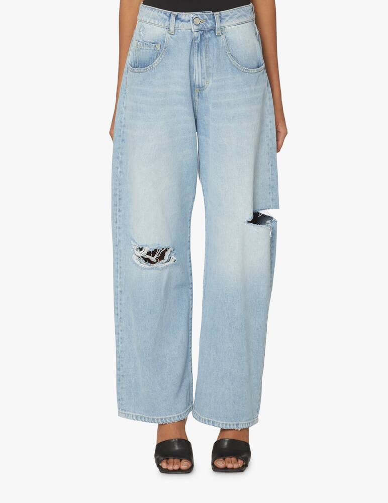 rinascente Icon Denim Poppy high rise wide leg jeans with tears - blue