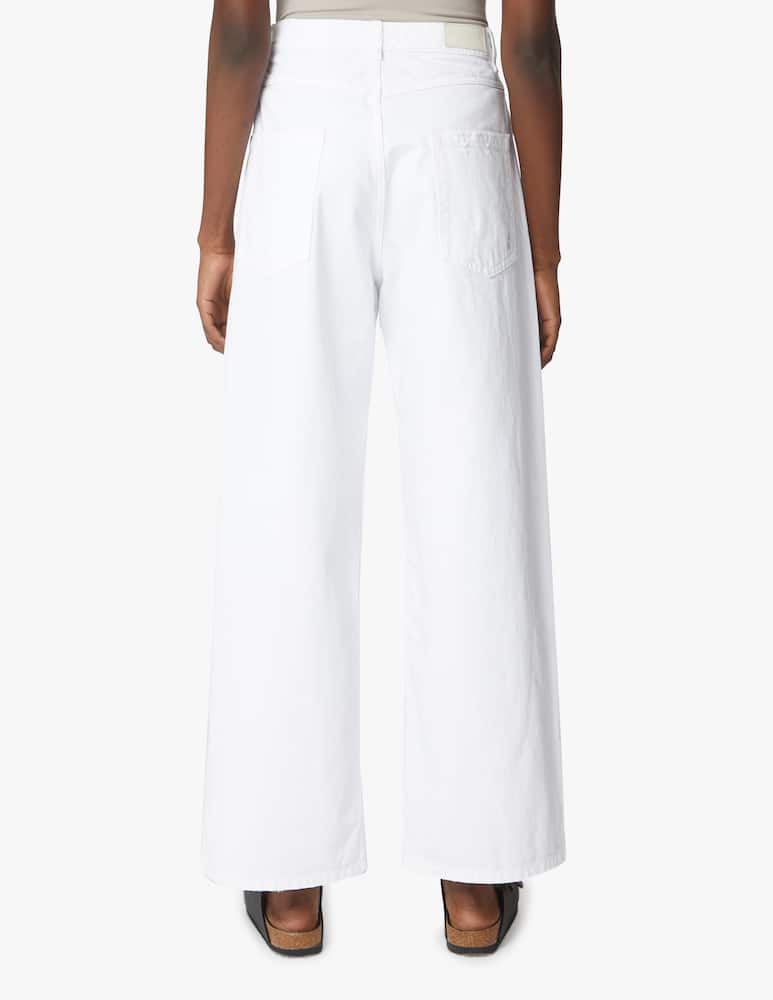 rinascente Icon Denim Poppy high rise wide leg jeans with tears - white