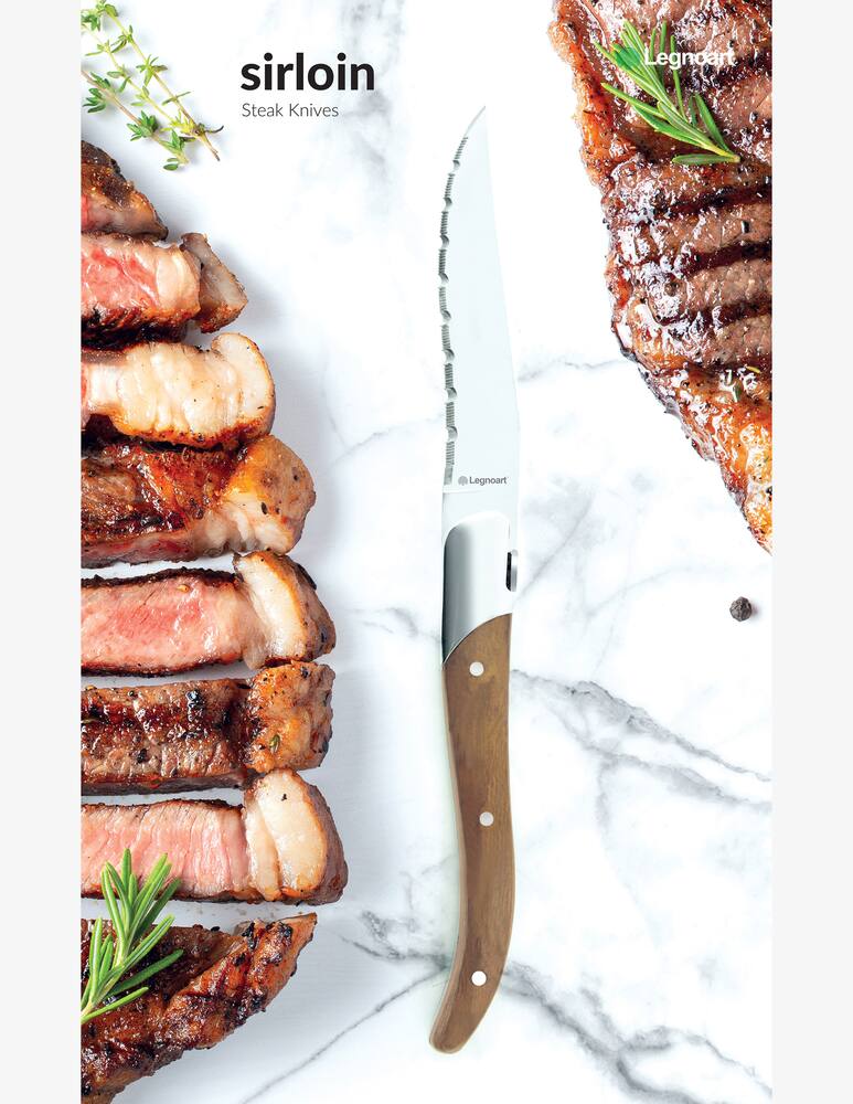 rinascente Legnoart Sirloin Set Of 4 Steak Knives Stainless Steel/Wood