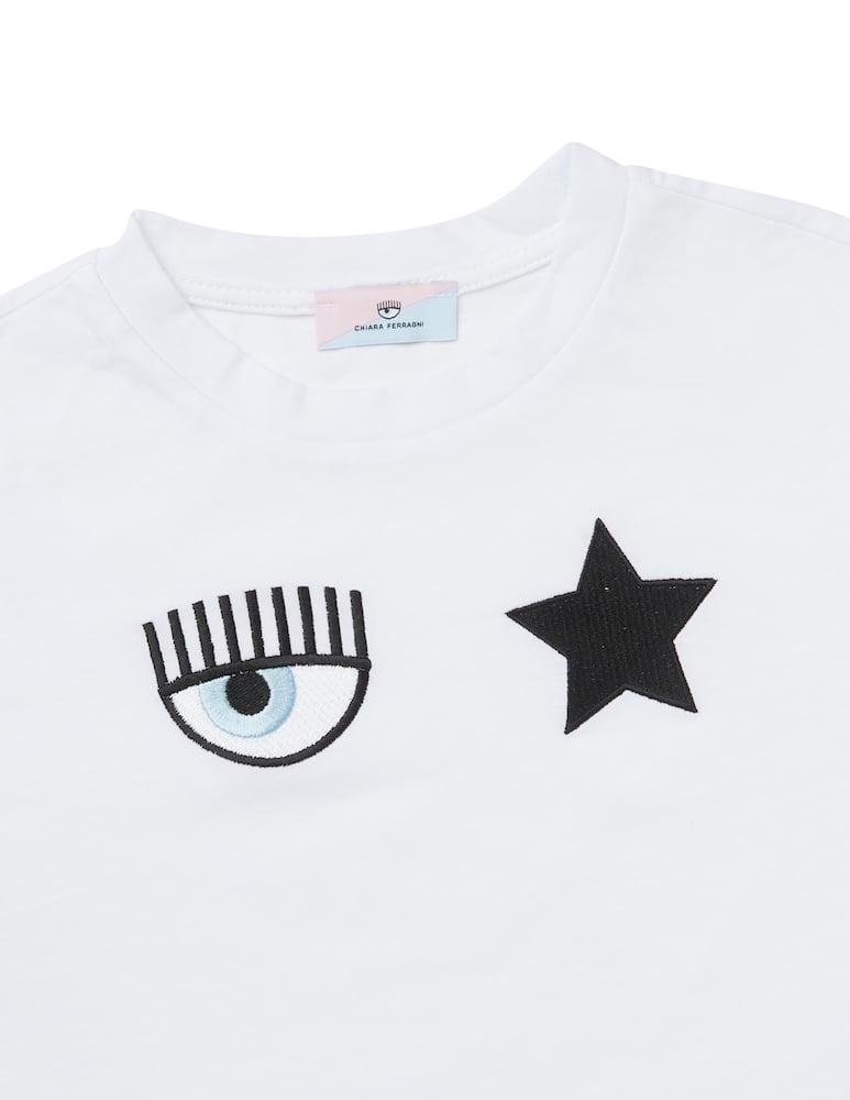 rinascente Chiara Ferragni Maglietta manica corta cropped eyestar - Bianco