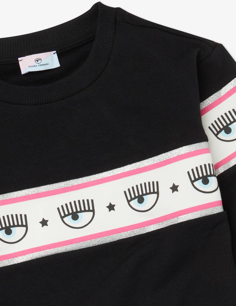 rinascente Chiara Ferragni Felpa girocollo in cotone maxilogomania - Nero