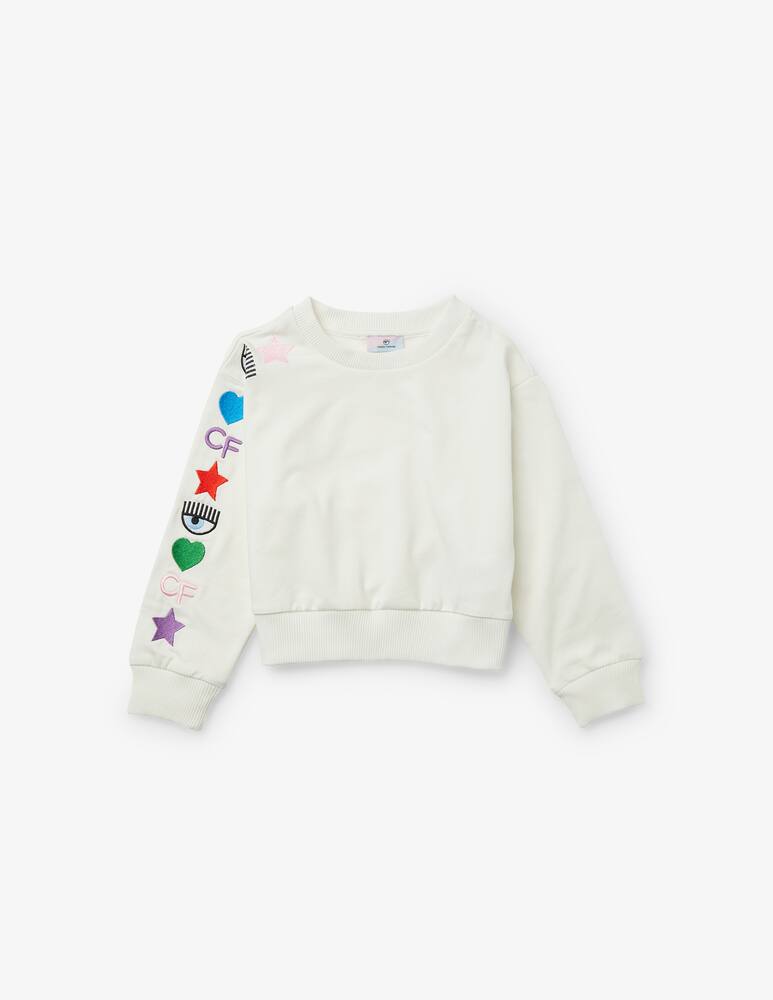 Chiara Ferragni Felpa in cotone cf rainbow - Bianco - immagine 1