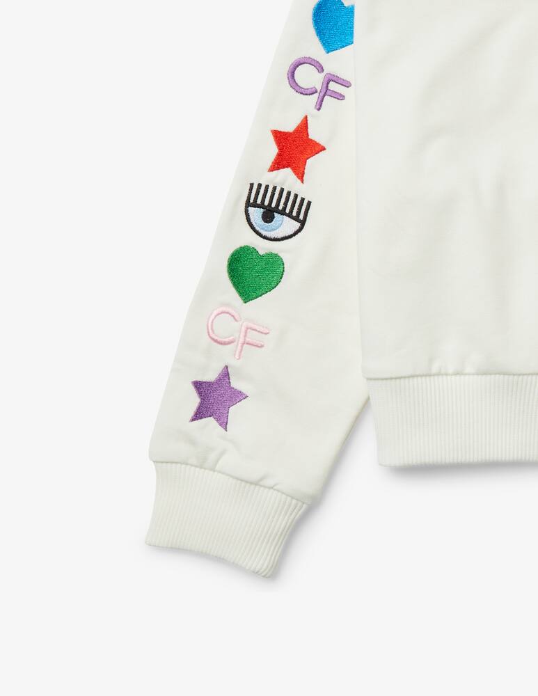 Chiara Ferragni Felpa in cotone cf rainbow - Bianco - immagine 2