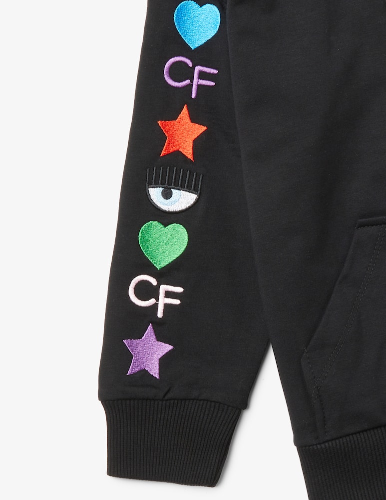 rinascente Chiara Ferragni Felpa aperta in cotone rainbow - Nero