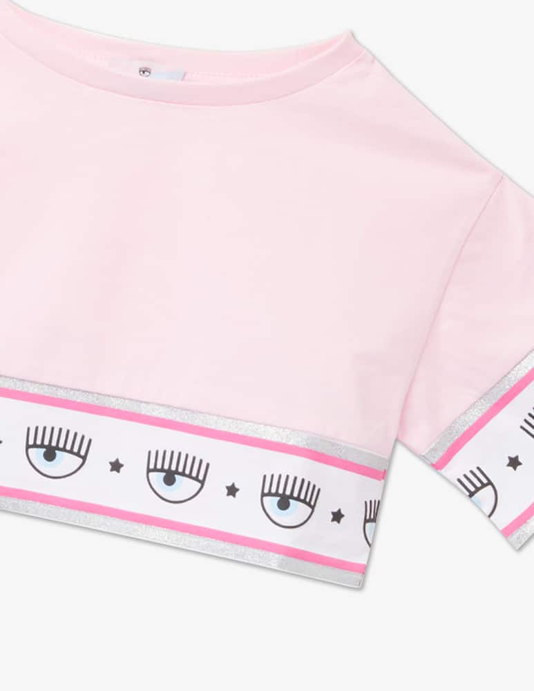 rinascente Chiara Ferragni T-shirt cropped in cotone maxilogomania