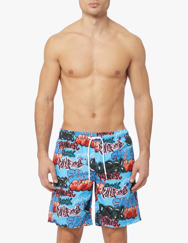 rinascente Sundek Costume boxer lungo stampa bubble tag - azzurro