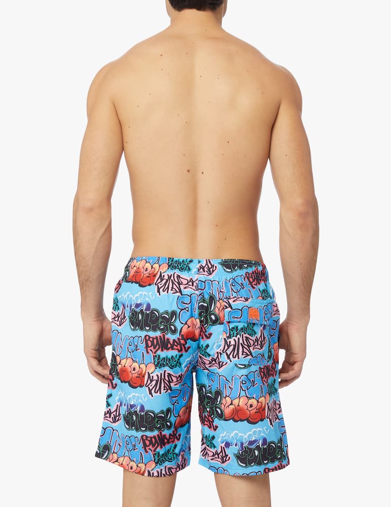 rinascente Sundek Costume boxer lungo stampa bubble tag - azzurro